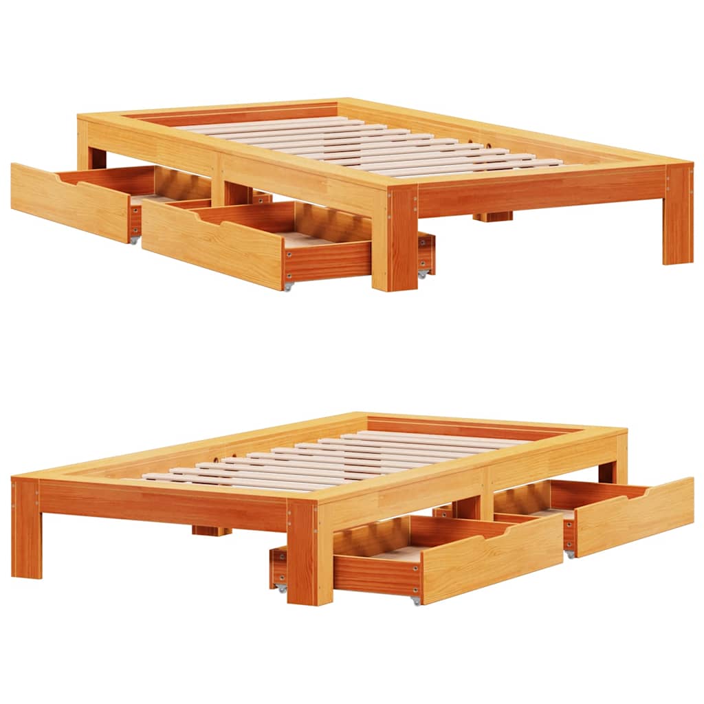 Bed Frame without Mattress Wax Brown 75x190 cm Small Single Solid Wood Pine