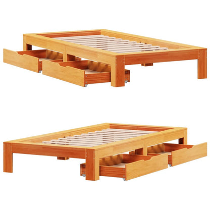 Bed Frame without Mattress Wax Brown 75x190 cm Small Single Solid Wood Pine