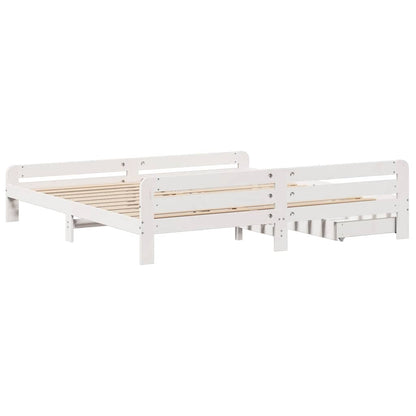 Bed Frame | White | Solid pinewood | 200x200 cm | Bed Frame | Rectangular