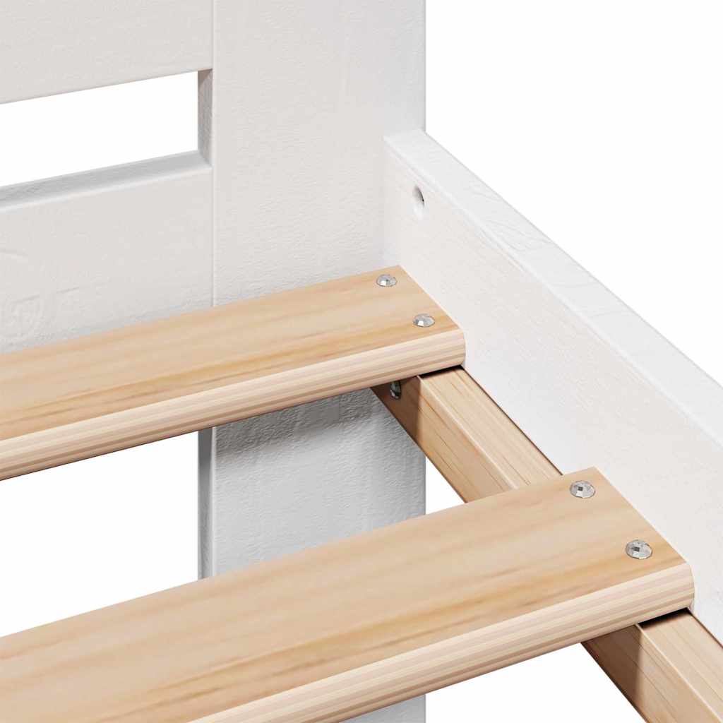Bed Frame | White | Solid pinewood | 200x200 cm | Bed Frame | Rectangular