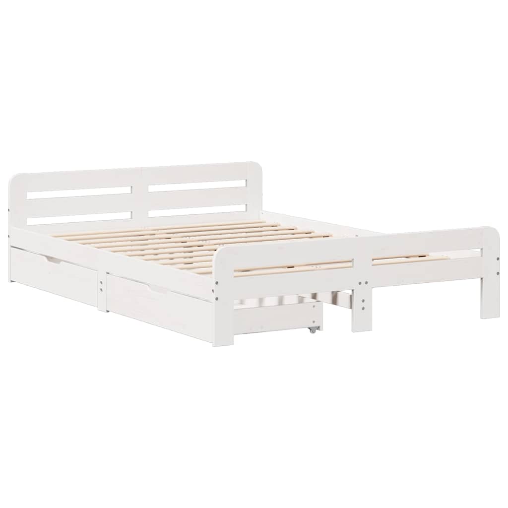 Bed Frame | White | Solid pinewood | Double | Bed Frame | Rectangular