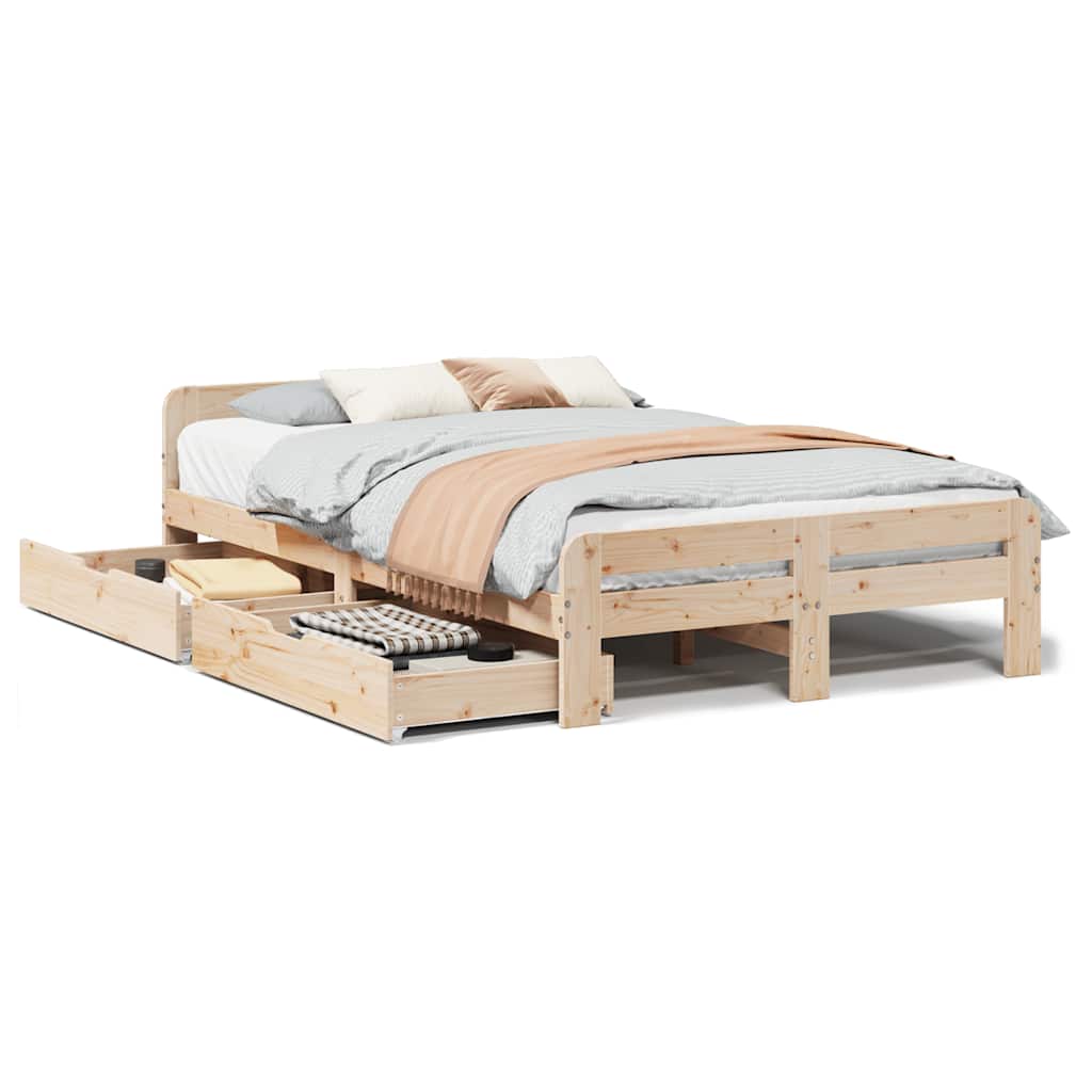 Bed Frame | Natural | Solid pinewood | Small Double | Bed Frame