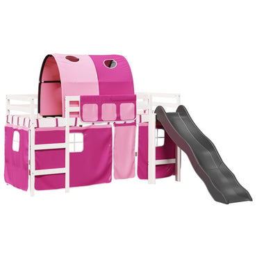 Kids' Loft Bed with Tunnel Pink 90x190 cm Solid Wood Pine