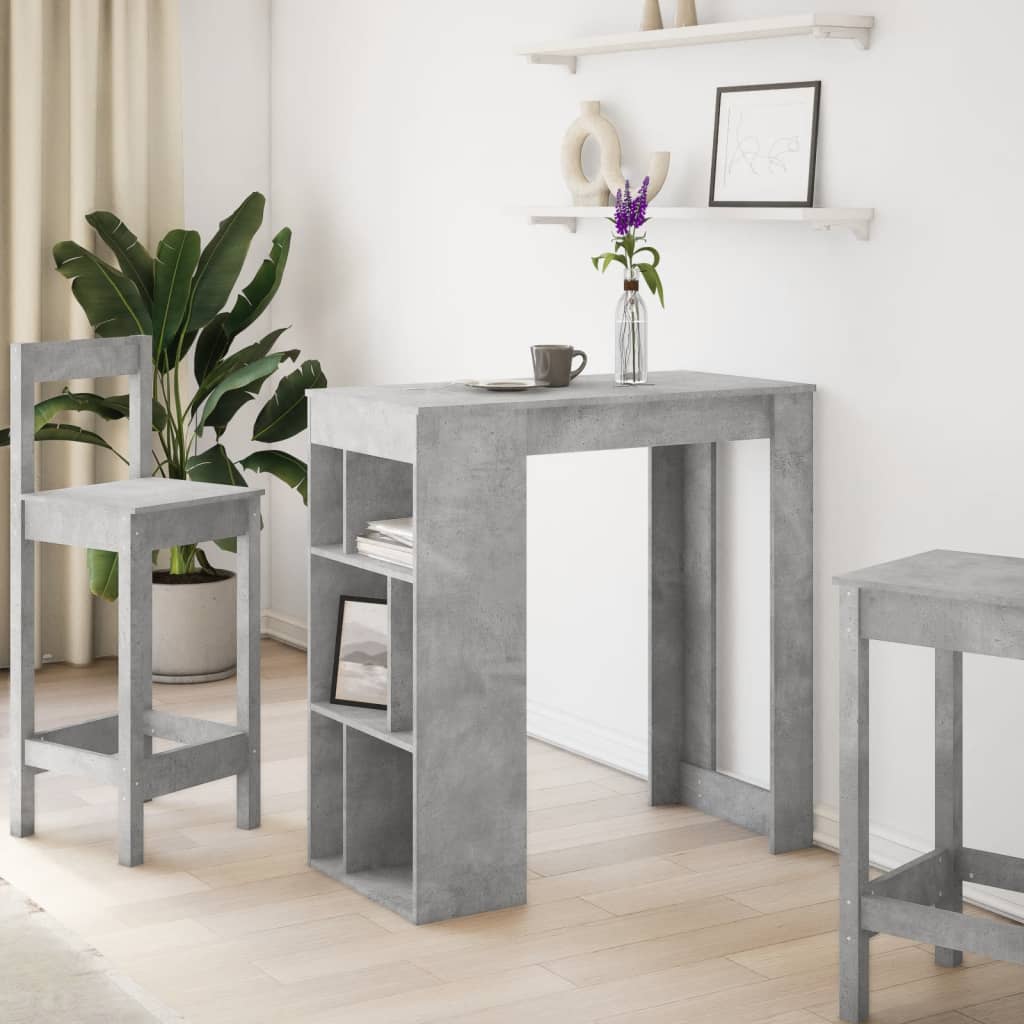 Bar Table with Racks Concrete Grey 102x50x103.5 cm Engineered Wood