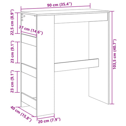 Bar Table with Racks Old Wood 90x40x103.5 cm Engineered Wood