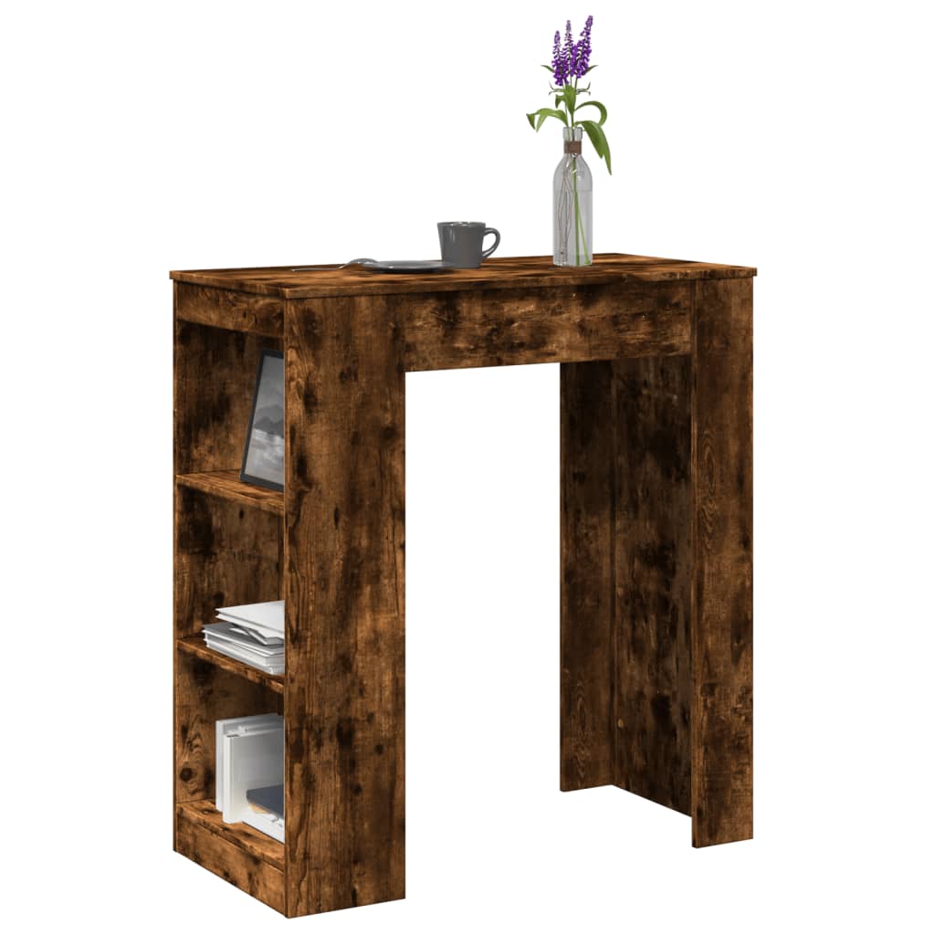 Bar Table with Racks Smoked Oak 95x47x103.5 cm Engineered Wood