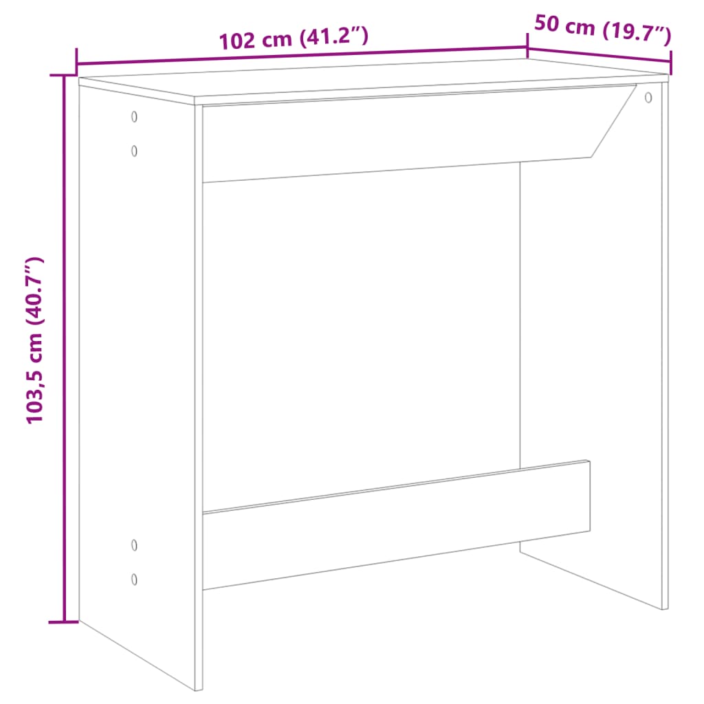 Bar Table Grey Sonoma 102x50x103.5 cm Engineered Wood