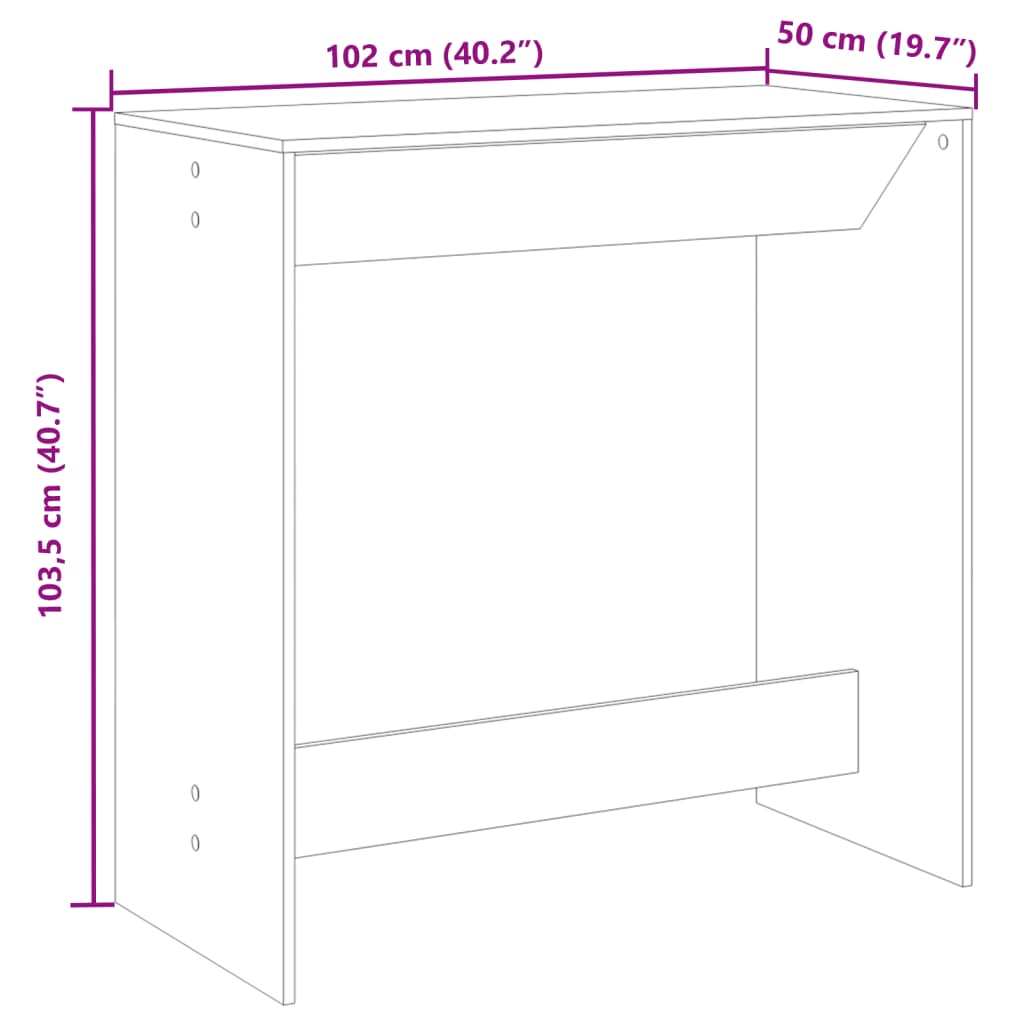 Bar Table Artisan Oak 102x50x103,5 cm Engineered Wood