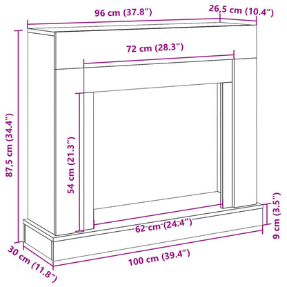 Fireplace Surround Smoked Oak 100x30x87.5 cm Engineered Wood