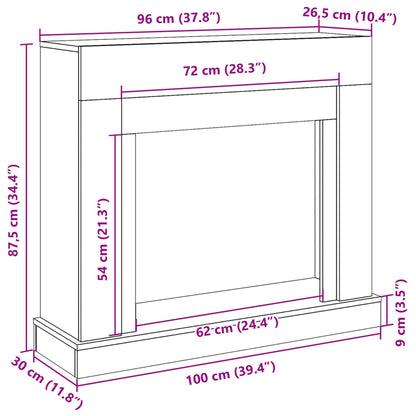 Fireplace Surround Artisan Oak 100x30x87.5 cm Engineered Wood