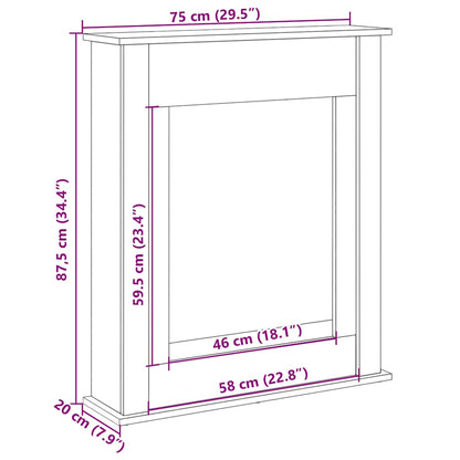 Fireplace Surround Black 75x20x87.5 cm Engineered Wood
