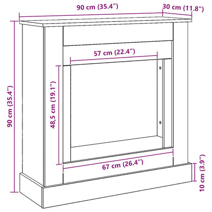 Fireplace Surround Artisan Oak 90x30x90 cm Engineered Wood