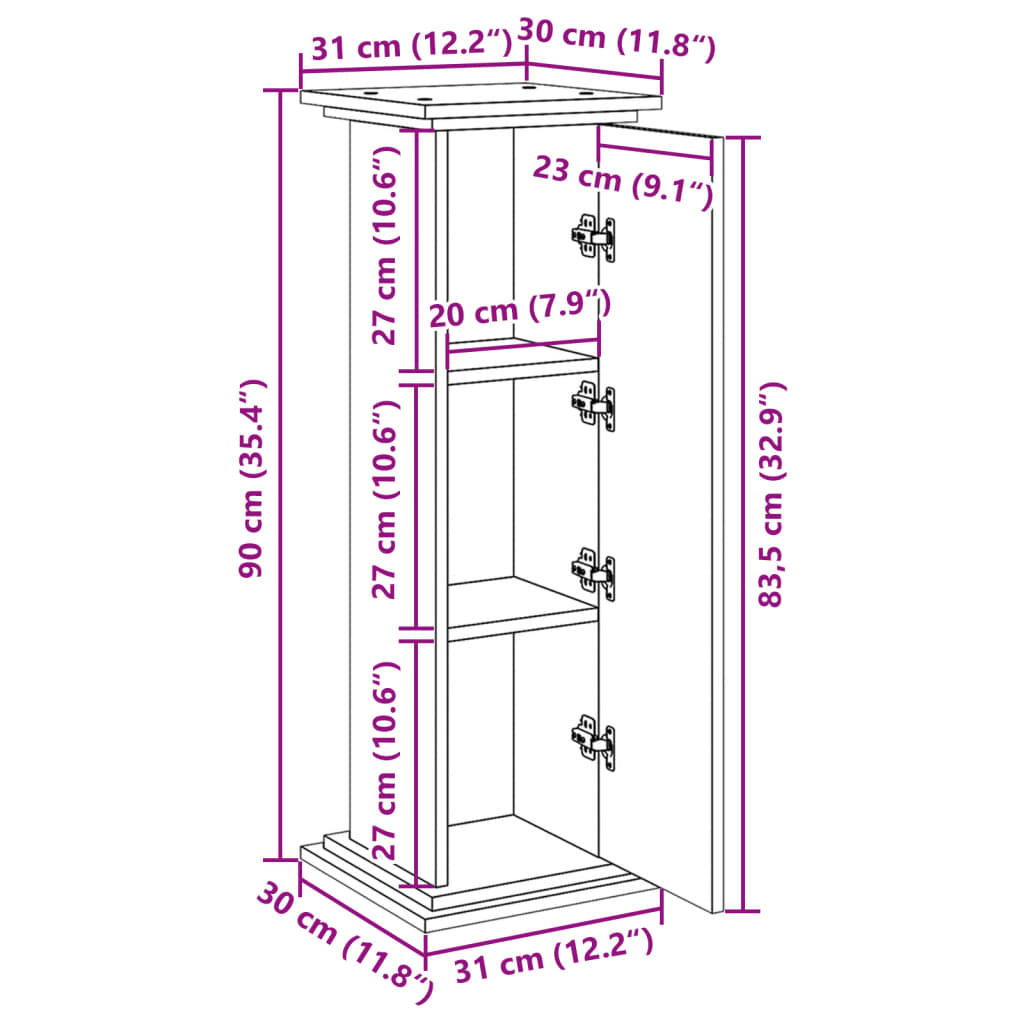 Display Stand with Storage Old Wood 31x30x90 cm Engineered Wood