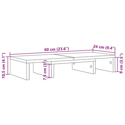 Monitor Stand Adjustable Artisan Oak 60x24x10.5 cm Engineered Wood