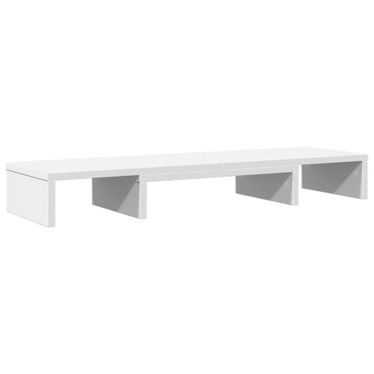Monitor Stand Riser Adjustable White 80x24x10.5 cm Engineered Wood