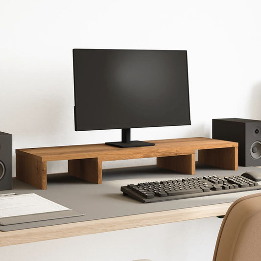 Monitor Stand Riser Adjustable Artisan Oak 80x24x10.5 cm Engineered Wood