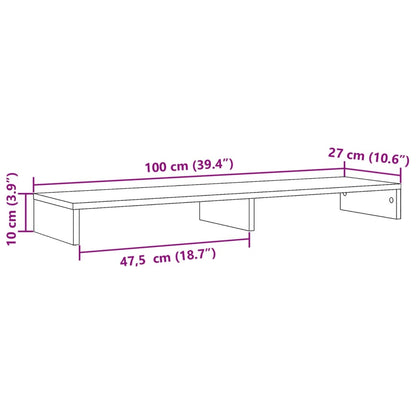 Monitor Stand Grey Sonoma 100x27x10 cm Engineered Wood