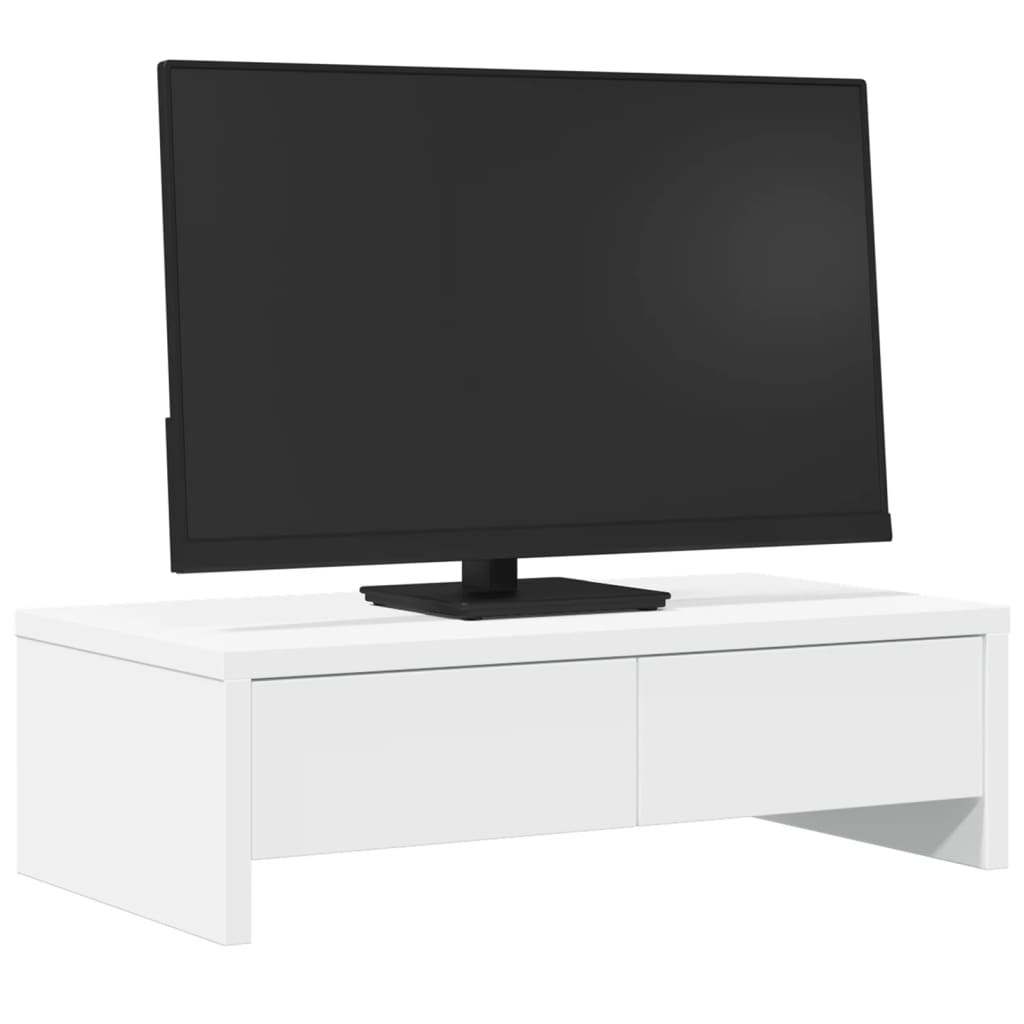 Monitor Stand with Drawers White 50x27x15 cm Engineered Wood