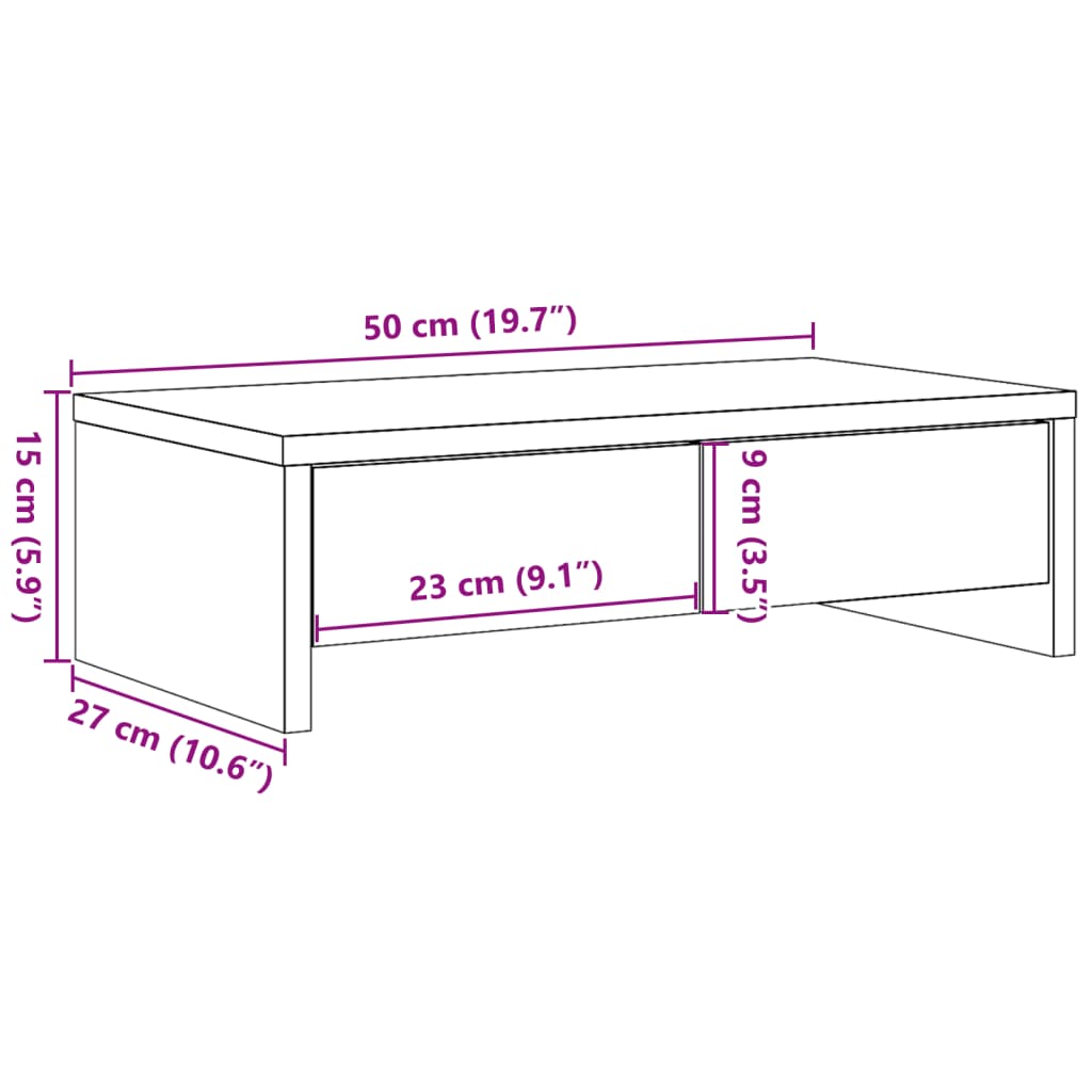 Monitor Stand with Drawers Brown Oak 50x27x15 cm Engineered Wood