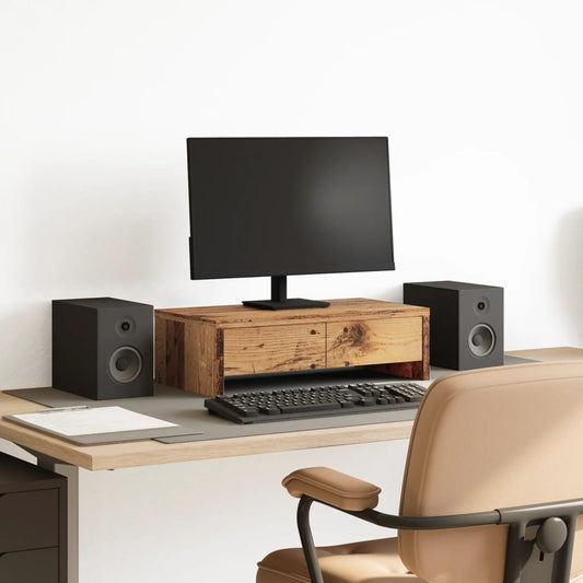 Monitor Stand with Drawers Old Wood 50x27x15 cm Engineered Wood
