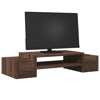 Monitor Stand with Storage Brown Oak 70x27x15 cm Engineered Wood
