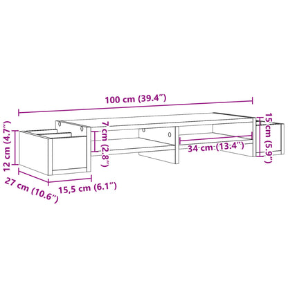 Monitor Stand with Storage Sonoma Oak 100x27x15 cm Engineered Wood