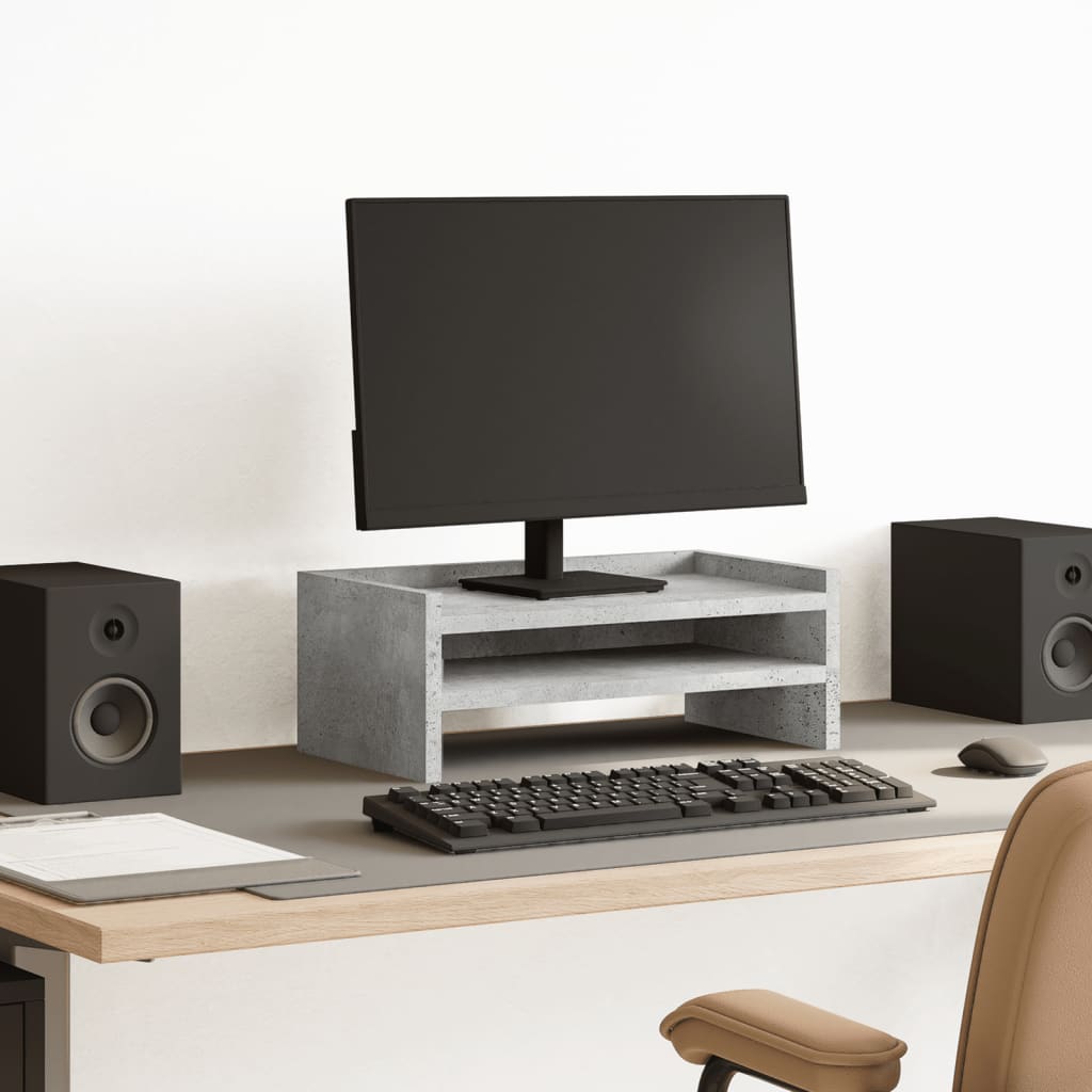 Monitor Stand Concrete Grey 42x24x16 cm Engineered Wood