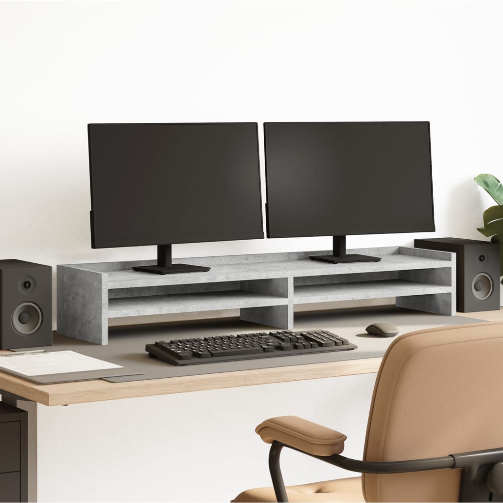 Monitor Stand Concrete Grey 100x24x16 cm Engineered Wood