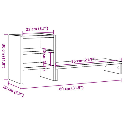 Monitor Stand with Desk Organiser White Engineered Wood