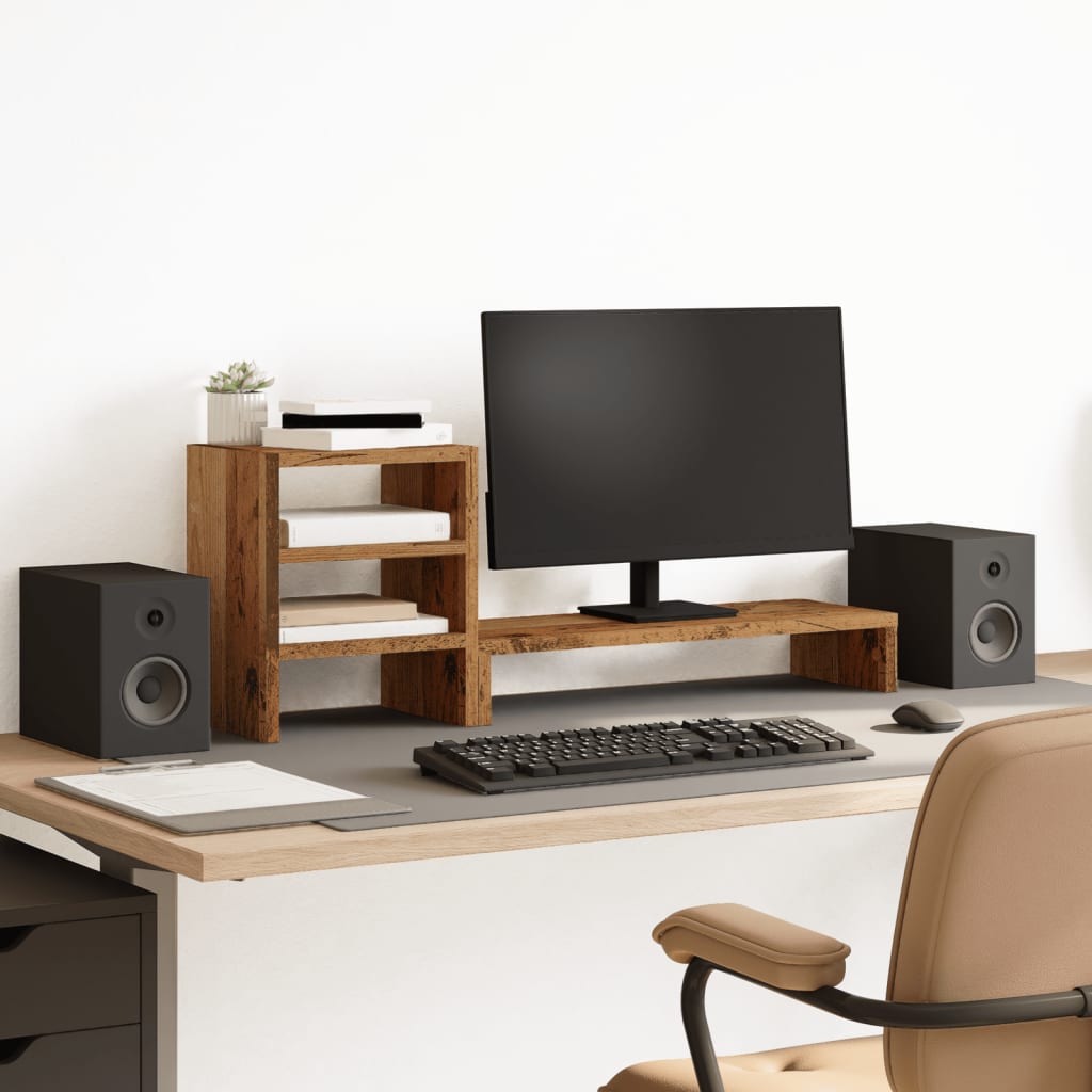 Monitor Stand with Desk Organiser Old Wood Engineered Wood