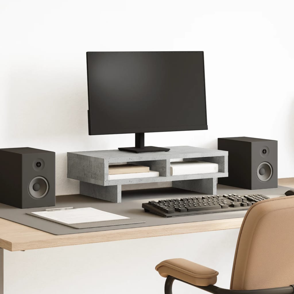Monitor Stand Concrete Grey 50x27x15 cm Engineered Wood