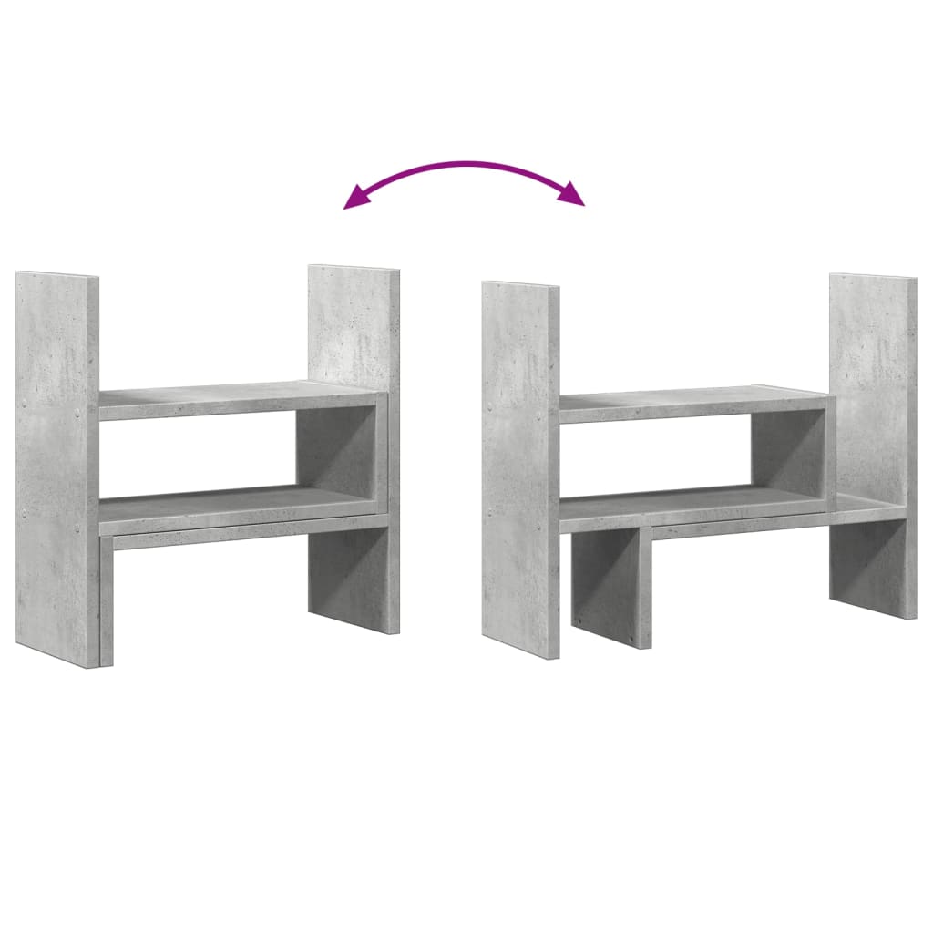 Desk Organiser Adjustable Concrete Grey 40x17x41 cm Engineered Wood