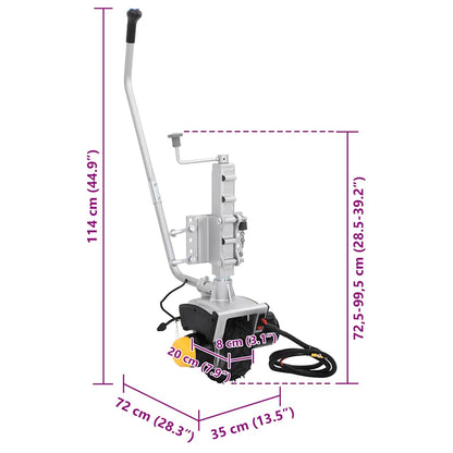Trailer Jack Wheel 12 V 550 W Aluminium