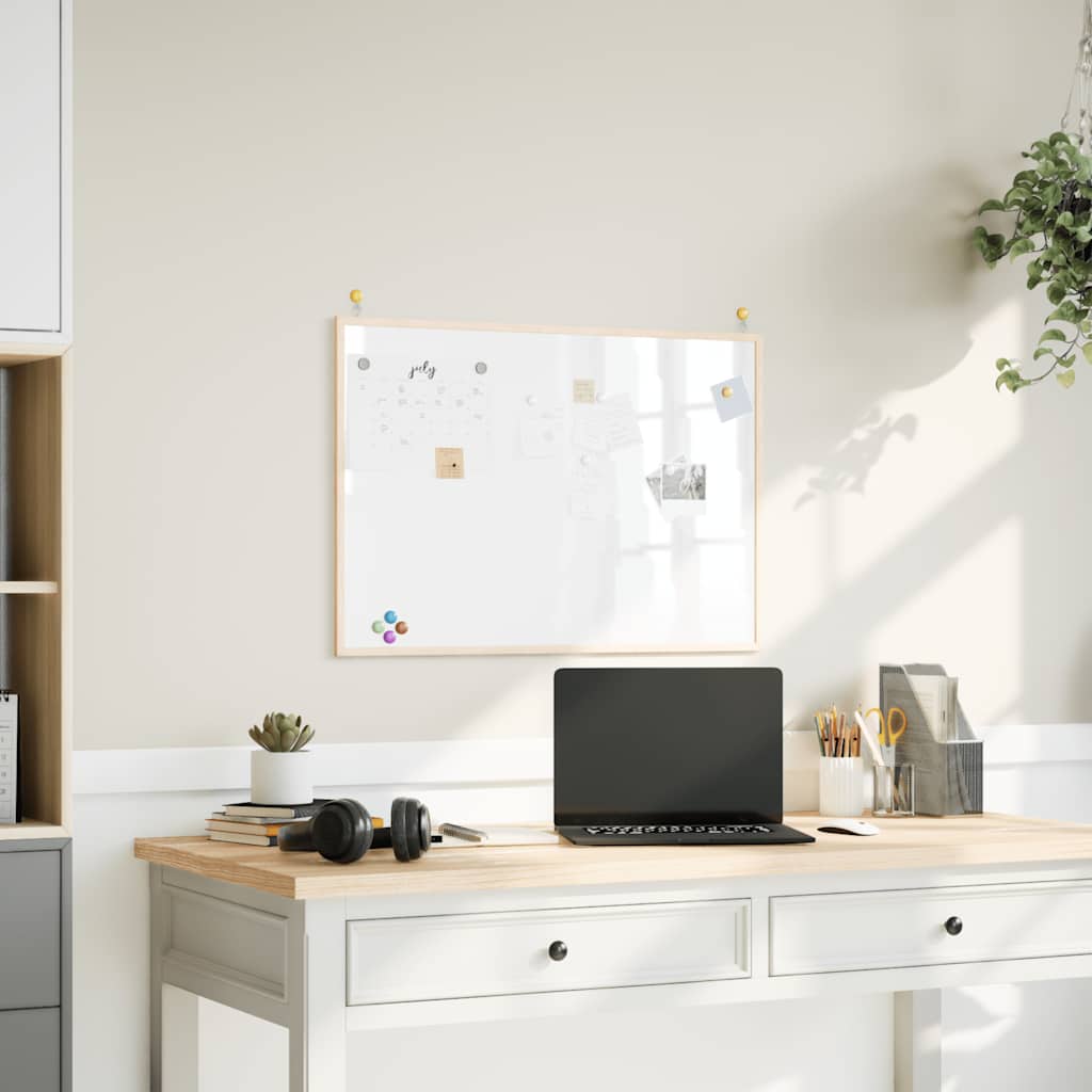Magnetic Whiteboard with Solid Pine Wood Frame 80x55 cm