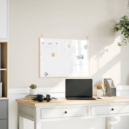 Magnetic Whiteboard with Solid Pine Wood Frame 80x55 cm