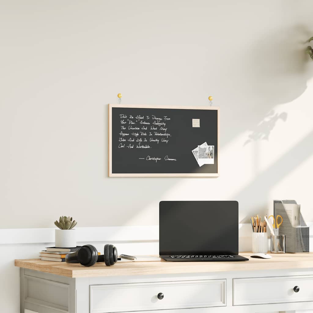 Chalkboard with Solid Pine Wood Frame Black 60x40 cm