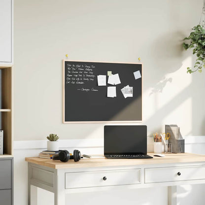 Chalkboard with Solid Pine Wood Frame Black 80x55 cm