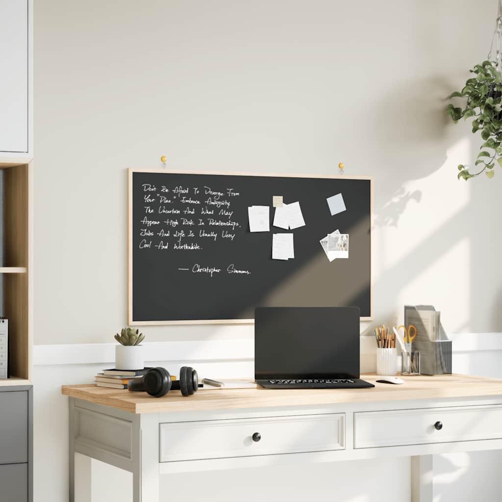 Chalkboard with Solid Pine Wood Frame Black 100x55 cm
