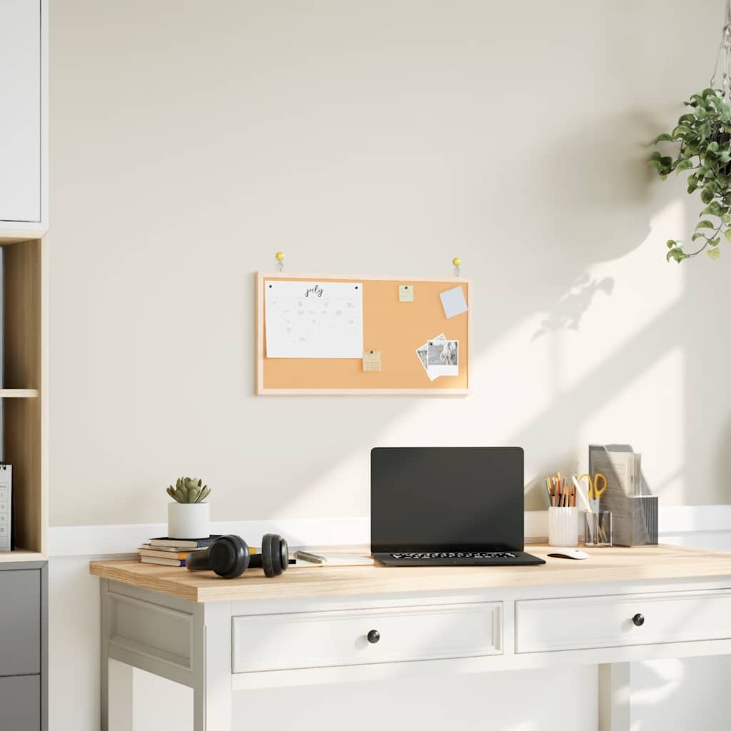 Cork Board with Solid Pine Wood Frame 60x30 cm