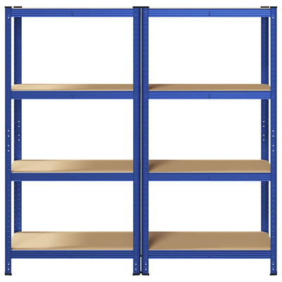 4-Layer Storage Shelves 2 pcs Blue Steel&Engineered Wood
