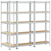 5-Layer Storage Shelves 3 pcs Silver Steel&Engineered Wood