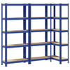 5-Layer Storage Shelves 3 pcs Blue Steel&Engineered Wood