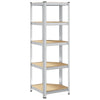 5-Layer Corner Shelf Silver Steel&Engineered Wood