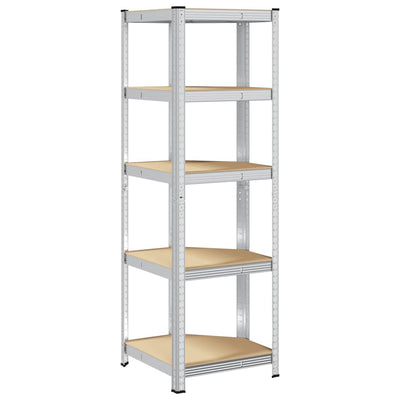5-Layer Corner Shelf Silver Steel&Engineered Wood