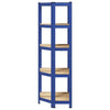 5-Layer Corner Shelf Blue Steel&Engineered Wood