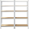 5-Layer Storage Shelves 2 pcs Silver Steel&Engineered Wood