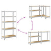 5-Layer Storage Shelves 2 pcs Silver Steel&Engineered Wood