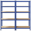 5-Layer Storage Shelves 2 pcs Blue Steel&Engineered Wood
