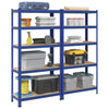 5-Layer Storage Shelves 2 pcs Blue Steel&Engineered Wood