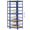 5-Layer Corner Shelf Blue Steel&Engineered Wood